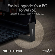 NETGEAR Nighthawk WiFi 6E USB 3.0 Adapter (A8000) | AXE3000 Tri-Band Wireless Gigabit Speed (Up to 3Gbps) | New 6GHz Band | for Windows PC