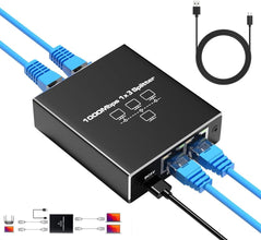 KWSLIN 1000Mbps Network Splitter, RJ45 Ethernet Splitter 1 to 3 High Speed Gigabit LAN Internet Splitter for Cat 5/5e/6/7/8, Supports Three Devices Working Simultaneously