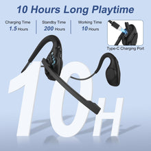 Bluetooth Headset with Microphone, Open Ear Headphones Wireless Noise Cancelling for Phone Laptop PC Computer, 10 Hours Playtime, Lightweight & Comfortable for Office Driving Working Home,black
