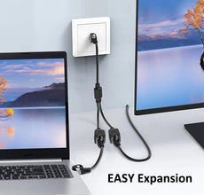 Ethernet Splitter 1 to 2, RJ45 Network Male to Female Adapter, 1 to 2 Port LAN Ethernet Splitter Adapter, Suitable Super Cat5-7, Compatible with ADSL, Hubs, TVs, Set-top Boxes, Routers, Computers