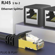 Ethernet Splitter 1 to 2, RJ45 Network Male to Female Adapter, 1 to 2 Port LAN Ethernet Splitter Adapter, Suitable Super Cat5-7, Compatible with ADSL, Hubs, TVs, Set-top Boxes, Routers, Computers