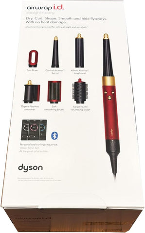 Dyson Airwrap i.d. Multi-Styler and Dryer Straight+Wavy HS08 - Bluetooth Enabled - for Perfect Curls (Red Velvet/Gold)