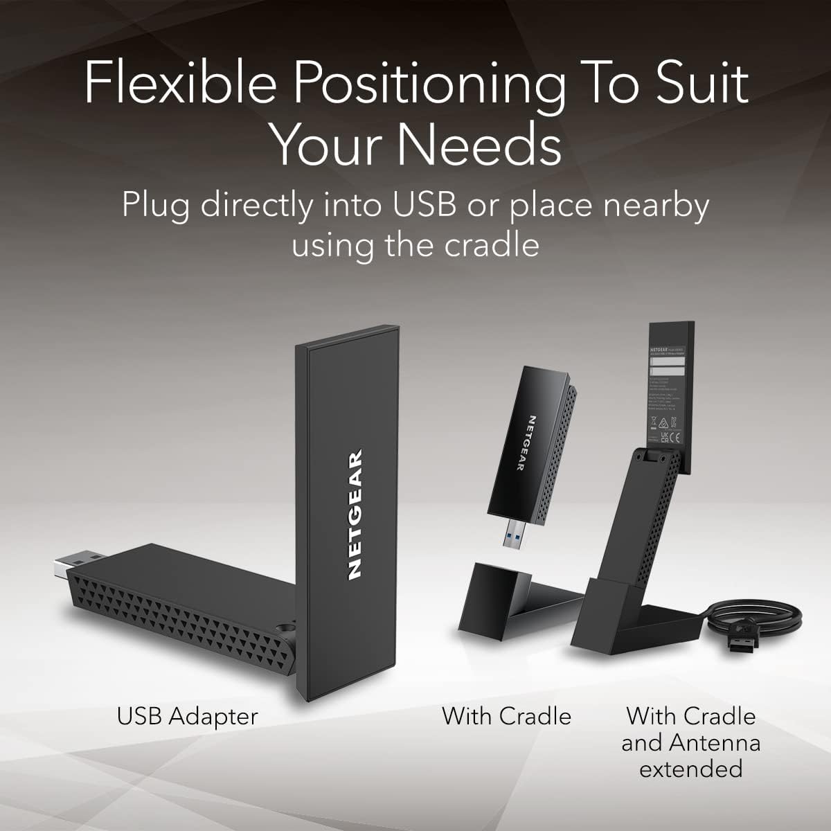NETGEAR Nighthawk WiFi 6E USB 3.0 Adapter (A8000) | AXE3000 Tri-Band Wireless Gigabit Speed (Up to 3Gbps) | New 6GHz Band | for Windows PC