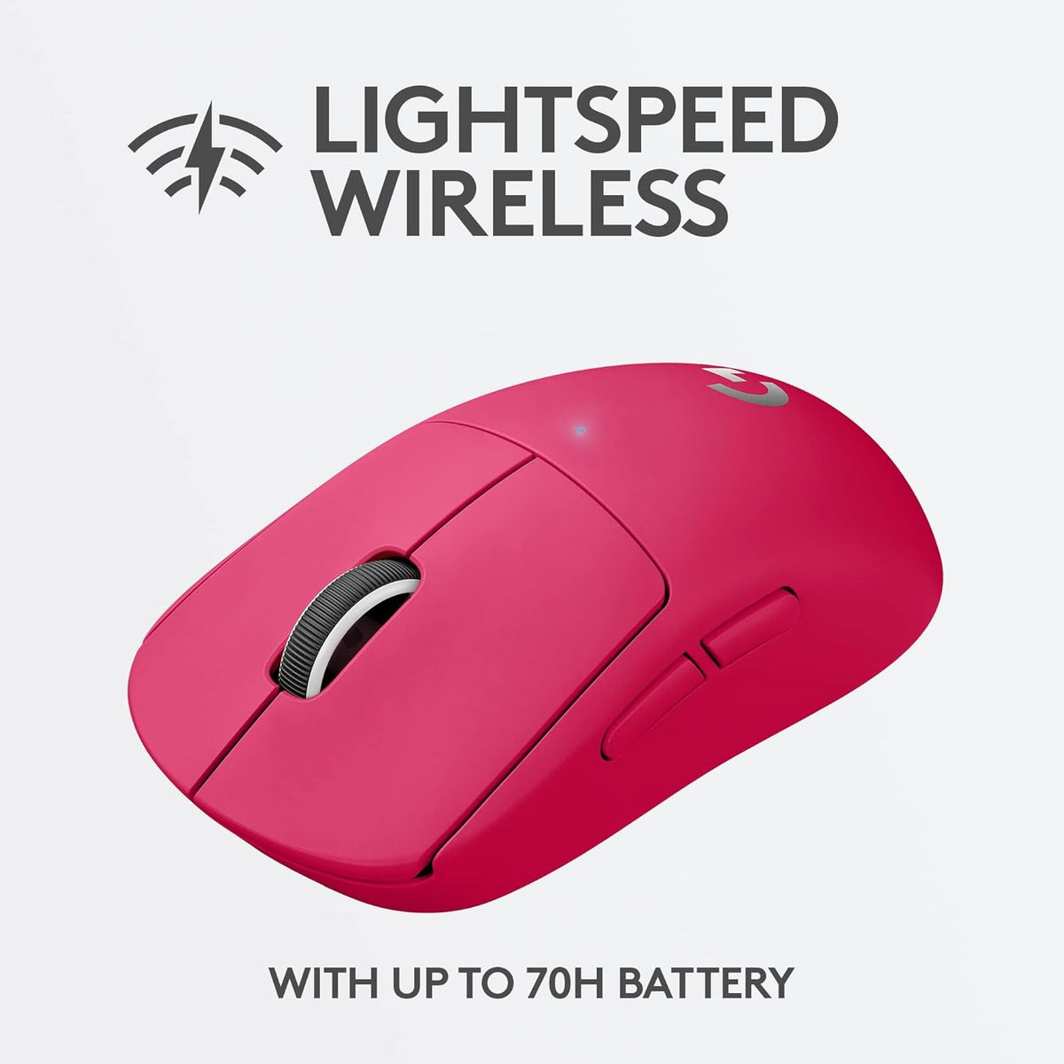 Logitech G PRO SUPERLIGHT Wireless Gaming Mouse, Ultra Lightweight 63g, HERO 25K Sensor, 25,600 DPI, 5 Programmable Buttons, Long Battery Life, On-Board Memory, for esports, Compatible with PC-Magenta
