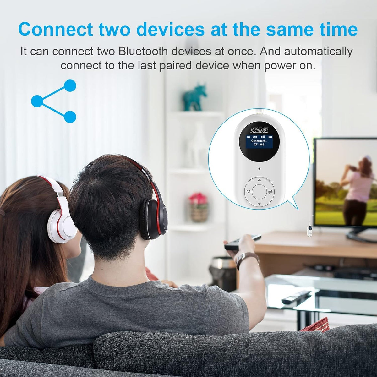 Bluetooth 5.0 Transmitter Receiver 3 in 1, Dual Pairing Blutooth Transmitter Receiver Wireless Audio Adapter with LCD Display 3.5 mm AUX Stereo Output for TV, PC, Laptop, Headphones, Car, Earbud, MP3