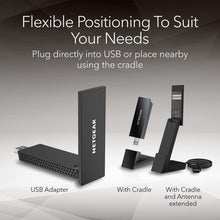 NETGEAR Nighthawk WiFi 6E USB 3.0 Adapter (A8000) | AXE3000 Tri-Band Wireless Gigabit Speed (Up to 3Gbps) | New 6GHz Band | for Windows PC