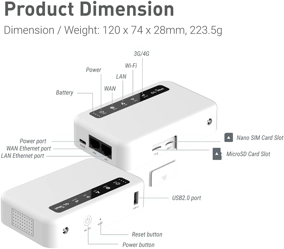 GL.iNetGL-XE300 (Puli) 4GLTE Mobile Smart VPN Router | Portable WiFi Wireless Travel Hotspot, Router, Access Point, Extender, WDS Mode, OpenWrt, 5000mAh Battery,OpenVPN Client (EC25-E)