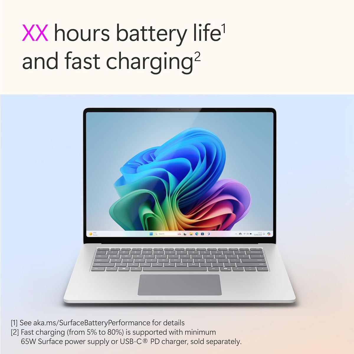 Microsoft Surface Laptop (7th Edition – 2024), Copilot+PC, 13.8" Touch Upto 120Hz Display, Snapdragon X Elite, Qualcomm Hexagon with 45 TOPS NPU, Qualcomm Adreno GPU, 16GB RAM, 512GB SSD, Platinum