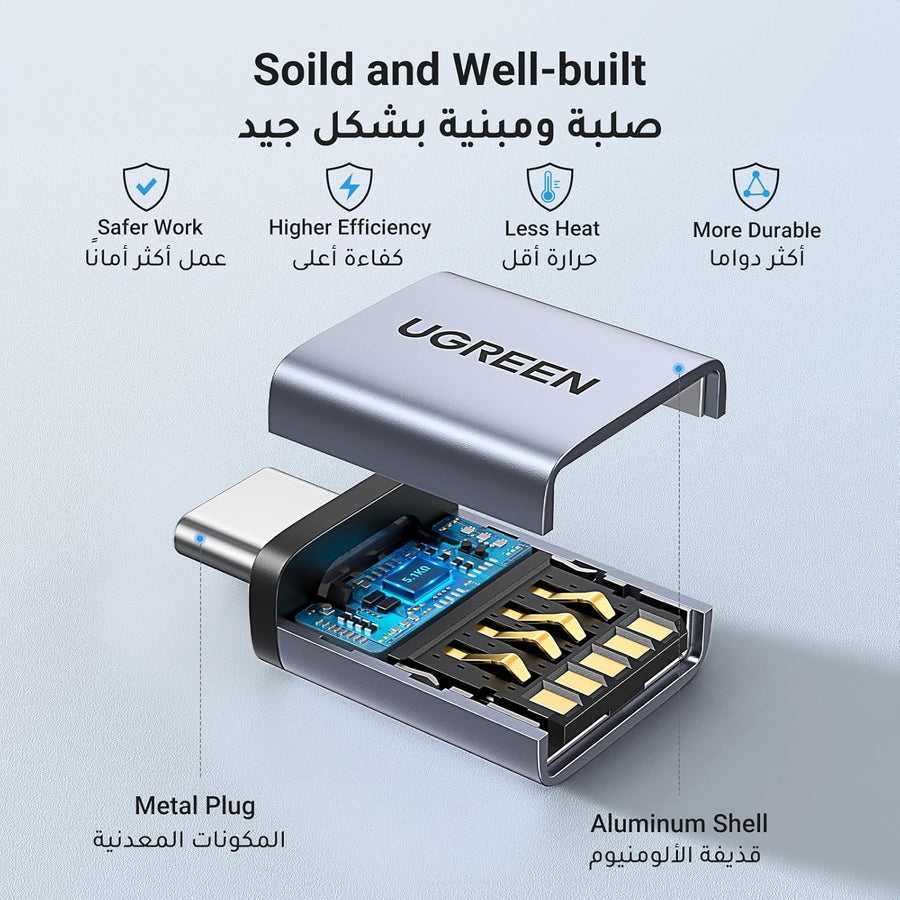 UGREEN USB to USB C Adapter (2Pcs) 10Gbps Transfer Type C to A 3.0 OTG Adapter C Converter Compatible for Samsung S24 Ultra Series