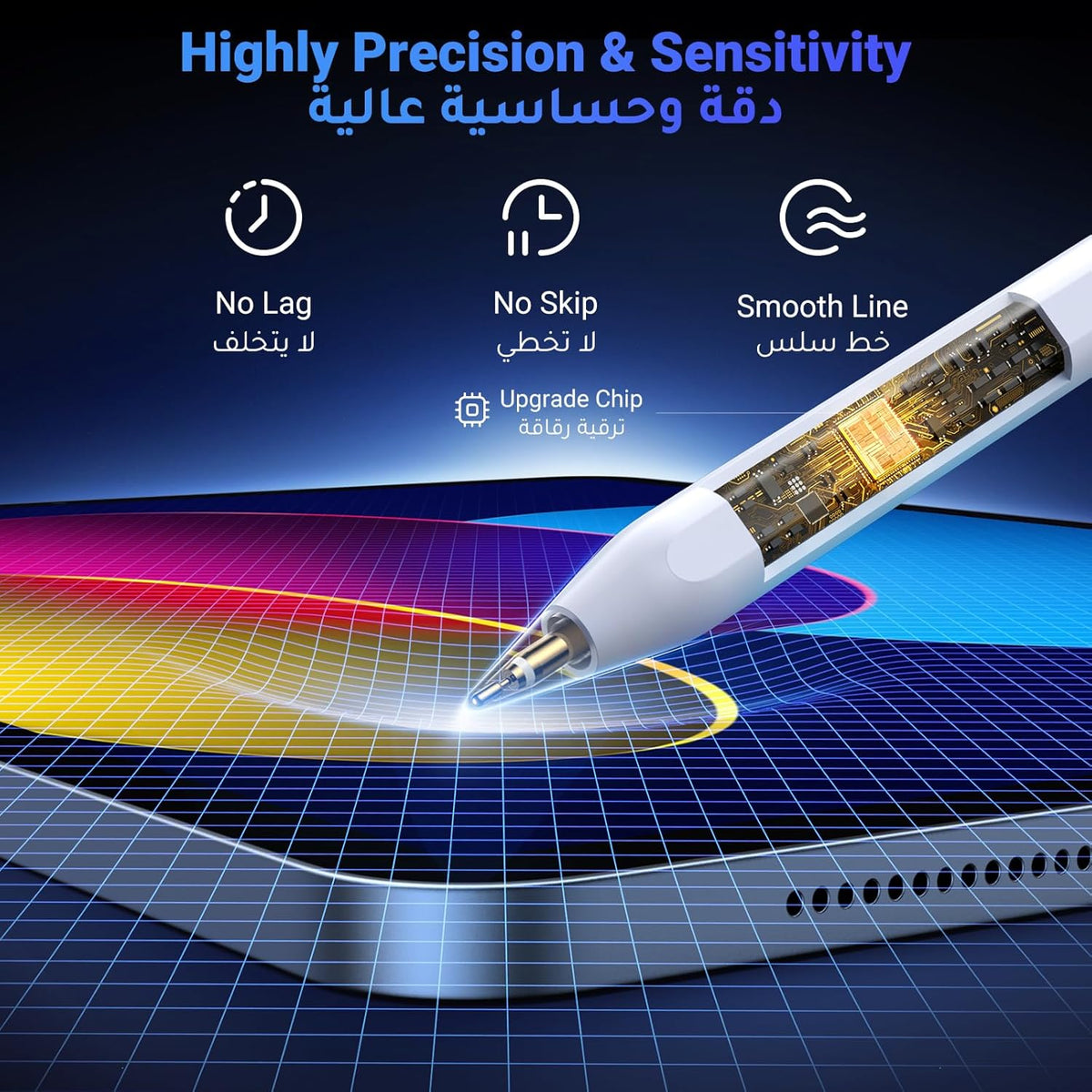 UGREEN 2 in1 Magnetic Charging Stylus Pen for Apple iPad Tilt Sensitivity Fast Type-C & Magnetic Charging Bluetooth Power Display Palm Rejection iPad Stylus Pencil for iPad 2018-2022, Pro, Air, Mini