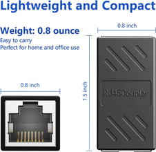 Jadaol RJ45 Coupler, Ethernet Coupler Inline Coupler for Cat8/Cat7/Cat6/Cat5e, 1000Mbps Ethernet Extender Adapter LAN Connector for Router Modem Switch Network Extension, Female to Female 10Pack Black
