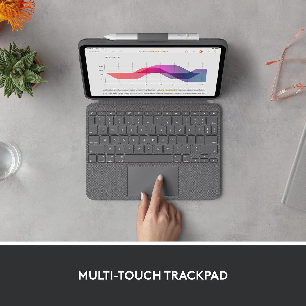 Logitech Combo Touch Detachable Keyboard Case for iPad (10th gen) with Large Precision Trackpad, Full-Size Backlit Keyboard, and Smart Connector Technology - UK Layout