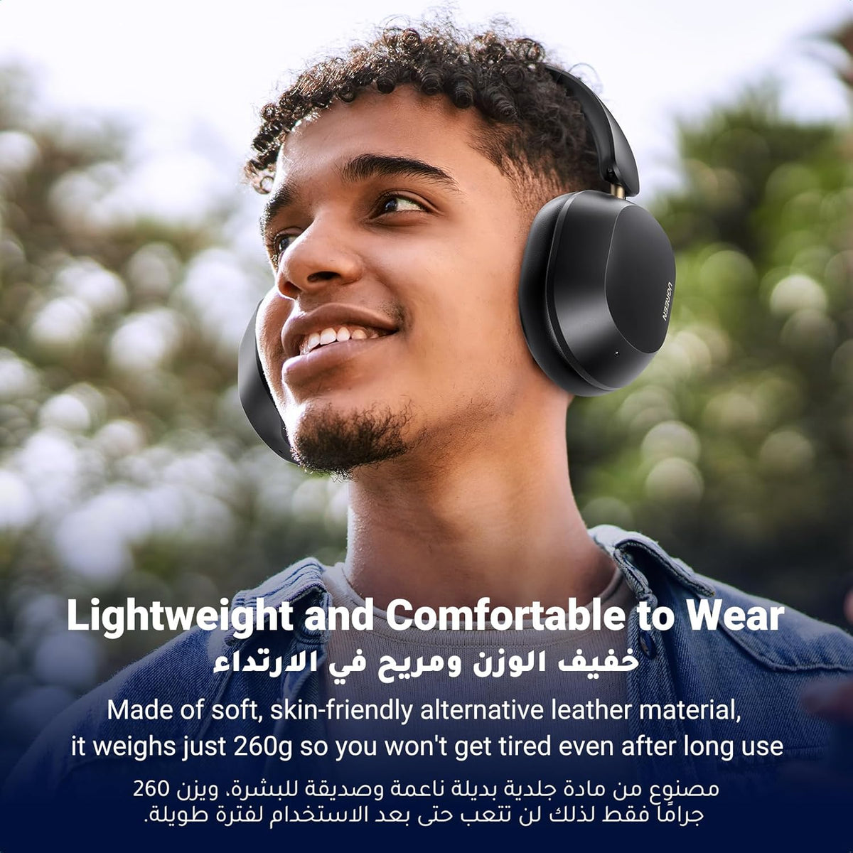 UGREEN HiTune Max5C Headphones Wireless, 75H Playtime, Adaptive Noise Cancelling, Hi-Res Sound Bluetooth 5.4 Over-ear Headsets, Custom EQ Multiple Connection via App, Foldable Retractable Earphones