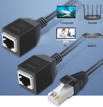 Ethernet Splitter 1 to 2, RJ45 Network Male to Female Adapter, 1 to 2 Port LAN Ethernet Splitter Adapter, Suitable Super Cat5-7, Compatible with ADSL, Hubs, TVs, Set-top Boxes, Routers, Computers