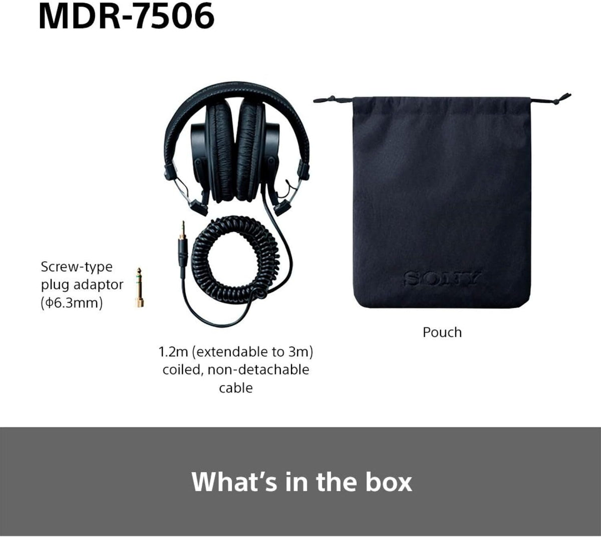 Sony MDR7506 Professional Large Diaphragm Headphone, Wired