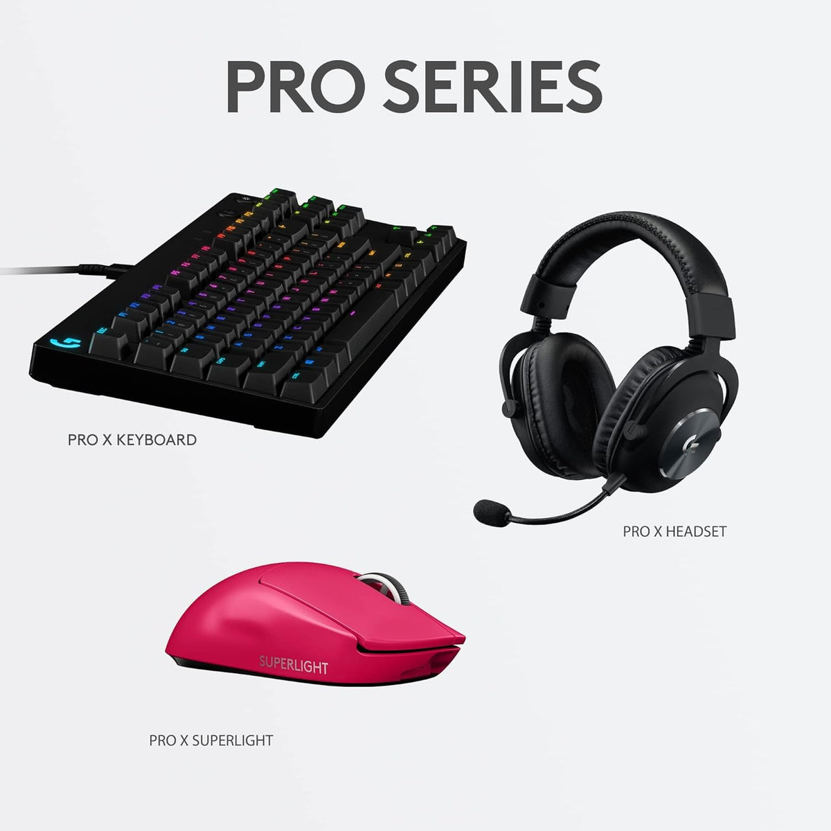 Logitech G PRO SUPERLIGHT Wireless Gaming Mouse, Ultra Lightweight 63g, HERO 25K Sensor, 25,600 DPI, 5 Programmable Buttons, Long Battery Life, On-Board Memory, for esports, Compatible with PC-Magenta