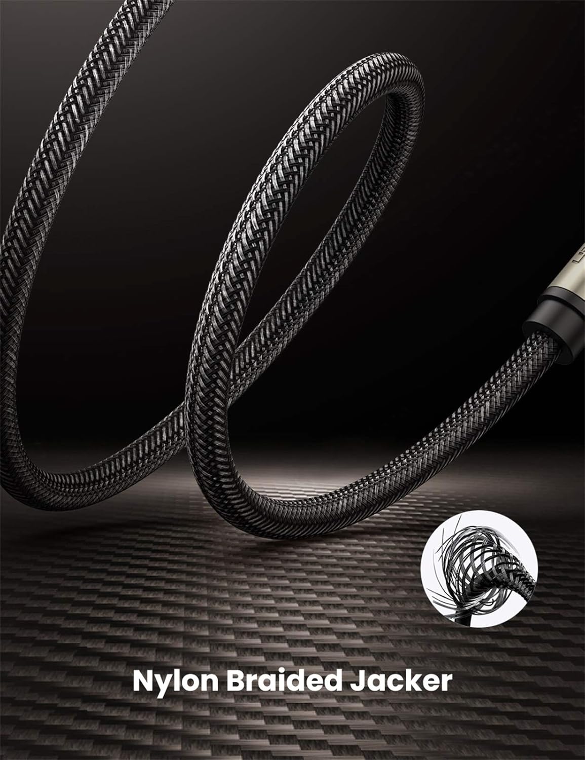 UGREEN 6.35mm Audio Guitar Cable 1/4" to 1/4" Professional Speaker Cable Nylon Braid guitar lead, Instrument Mono 6.35mm Cord for Electric Guitar Effects Pedal Bass Drums Amplifier, etc (1M)
