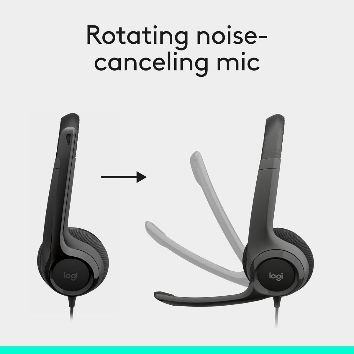 Logitech H390 Wired Headset, Stereo Headphones with Noise Cancelling Microphone, USB, In Line Controls, PC/Mac/Laptop BLACK 981-000014, ClearChat, 1 Pack