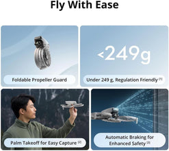 DJI Flip Drone 4K UHD Camera for Adults 3-Axis Gimbal Stabilization, 13km Video Transmission, Palm Takeoff, Auto Return, 31-Min Flight Time MOIAT Certified-UAE Version with Official Warranty Support