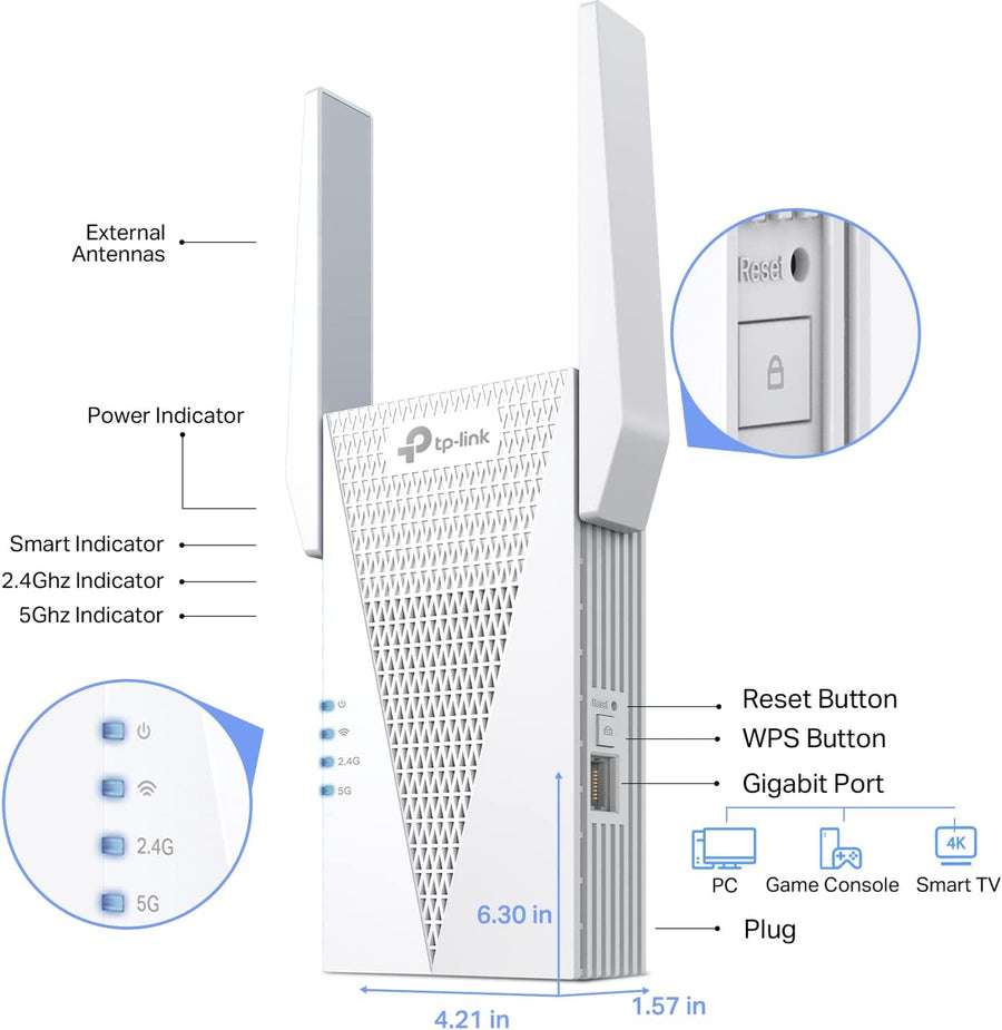 TP-Link AX3000 WiFi 6 Range Extender Signal Booster for Home(RE715X), Dual Band WiFi Repeater, Internet Extender