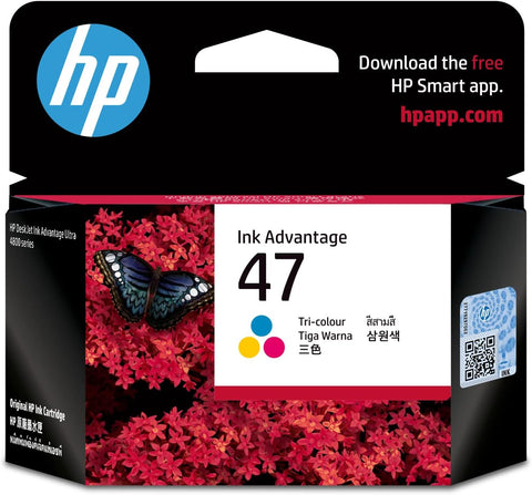 Hp 47 Tri-Color Original Ink Advantage Cartridge, 6Zd61Ae, Cyan, Magenta, Yellow