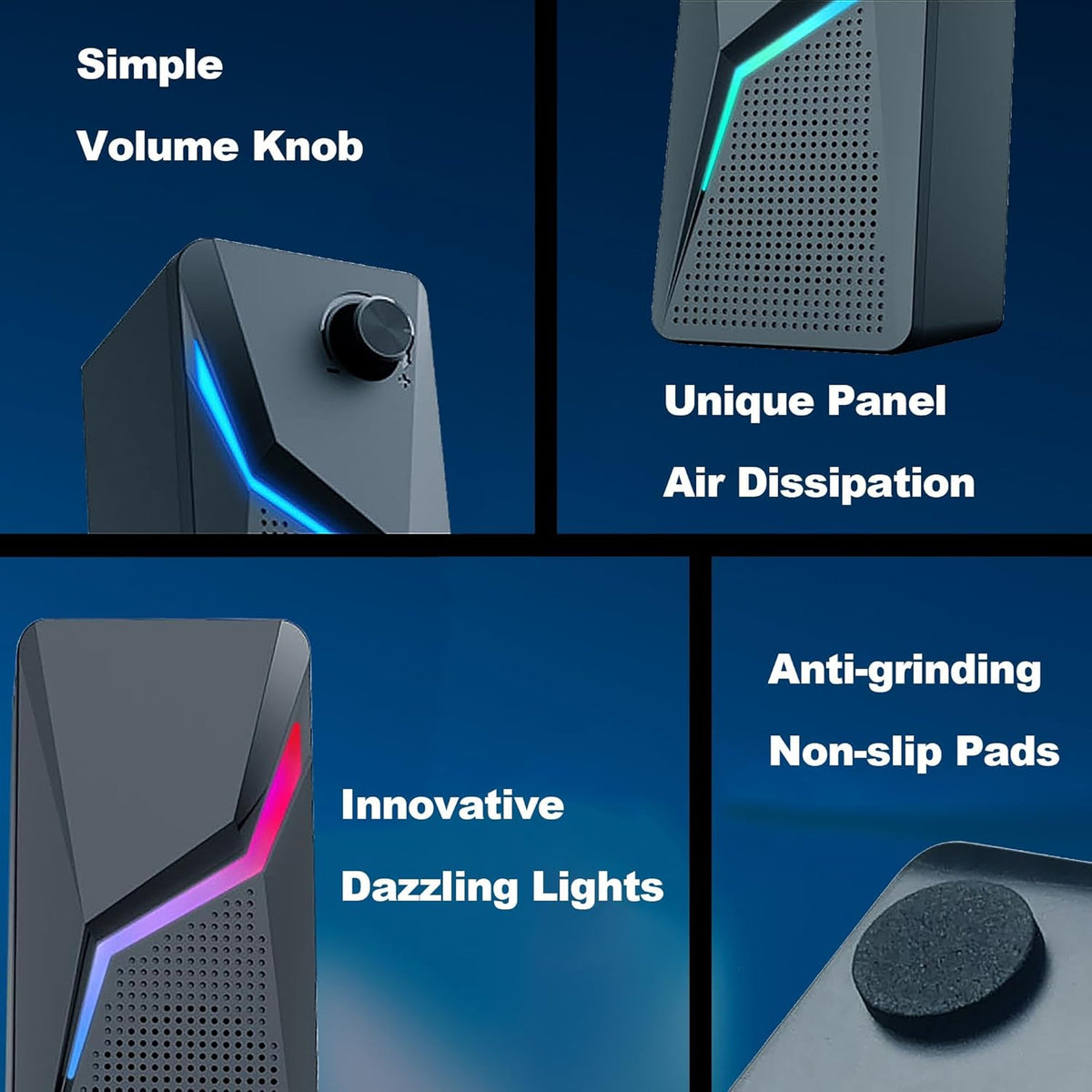 TERRIFI Computer Speakers, PC Gaming Speakerswith Enhanced Bass and Volume Control, Stereo 2.0 USB Powered 3.5mm AuxMultimedia Speakers for Laptop Desktop Tablets Phone