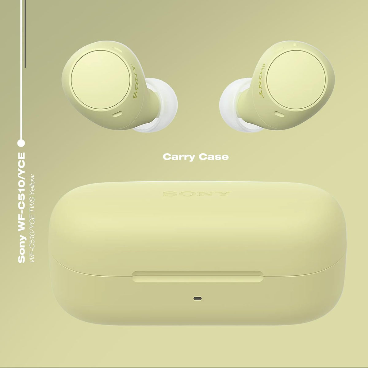 Sony WF-C510 Truly Wireless Earbuds, 22 hours battery life, Clearer hands-free calling, Multipoint Connection, Ambient Sound Mode, IPX4 Water Resistance, Yellow, UAE Version - 1-Year warranty