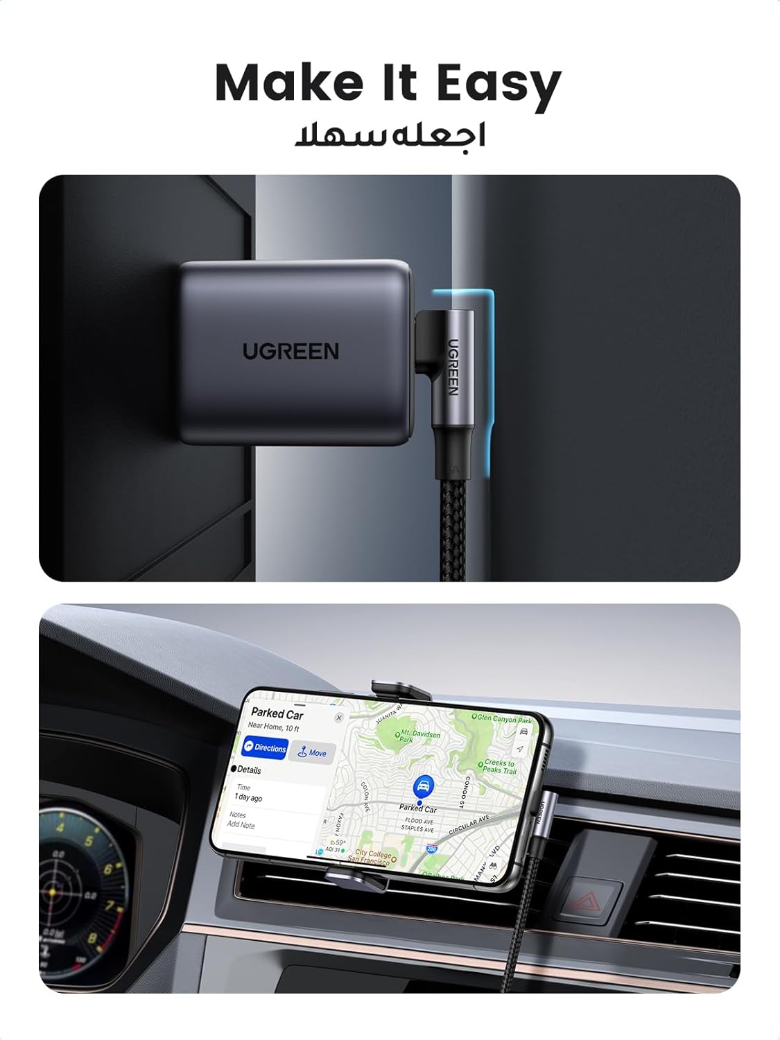 UGREEN USB C to USB C Cable Right Angle 2M 100W 5A PD Fast Charge Type 90 Degree Power Data Lead Compatible with iPhone 16 Series, MacBook Pro/Air,iPad Pro,Samsung S25/24/ultra,Huawei Lenovo Dell