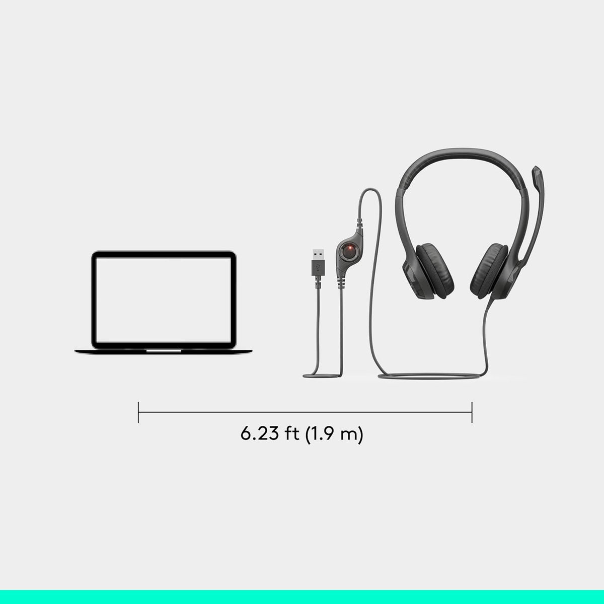 Logitech H390 Wired Headset, Stereo Headphones with Noise Cancelling Microphone, USB, In Line Controls, PC/Mac/Laptop BLACK 981-000014, ClearChat, 1 Pack