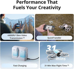 DJI Flip Drone 4K UHD Camera for Adults 3-Axis Gimbal Stabilization, 13km Video Transmission, Palm Takeoff, Auto Return, 31-Min Flight Time MOIAT Certified-UAE Version with Official Warranty Support
