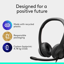 Logitech H390 Wired Headset, Stereo Headphones with Noise Cancelling Microphone, USB, In Line Controls, PC/Mac/Laptop BLACK 981-000014, ClearChat, 1 Pack