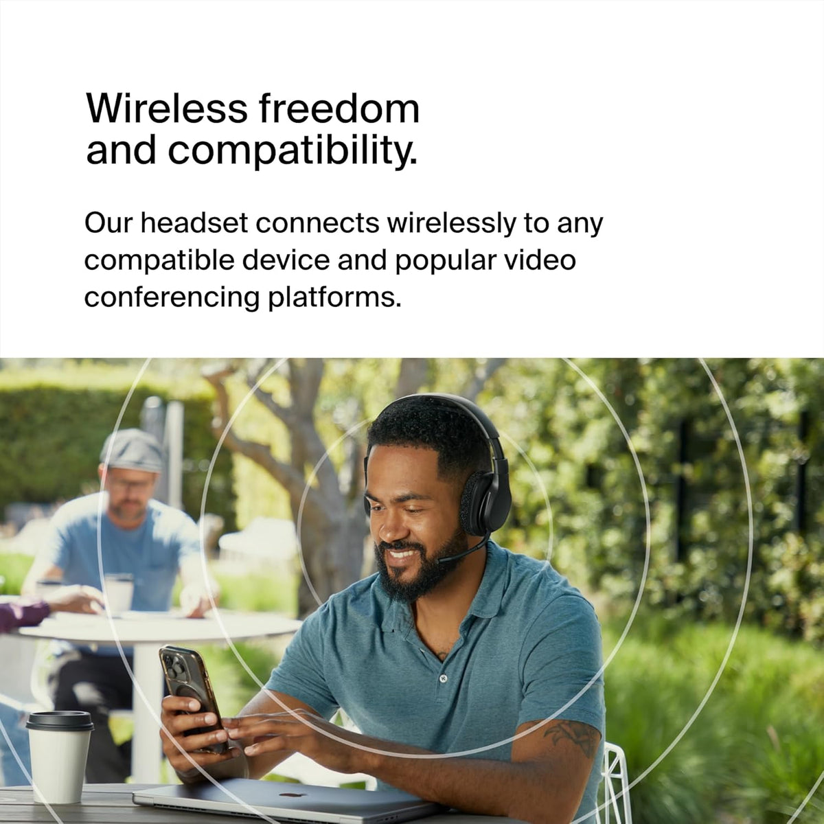 Belkin SoundForm Adapt Wireless Over-Ear Headset, Headphones for Work, Play, Gaming, & Travel with Built-In Boom Microphone - Compatible with iPhone, iPad, Galaxy, and More - Black