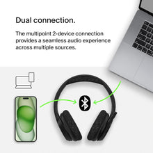Belkin SoundForm Adapt Wireless Over-Ear Headset, Headphones for Work, Play, Gaming, & Travel with Built-In Boom Microphone - Compatible with iPhone, iPad, Galaxy, and More - Black