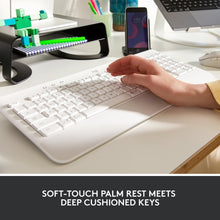 Logitech Signature K650 Wireless Keyboard with Wrist Rest, Full-Size, BLE Bluetooth or Logi Bolt USB Receiver, Comfort Deep-Cushioned Keys, Compatible with most OS/PC/Windows/Mac - White -AR Layout