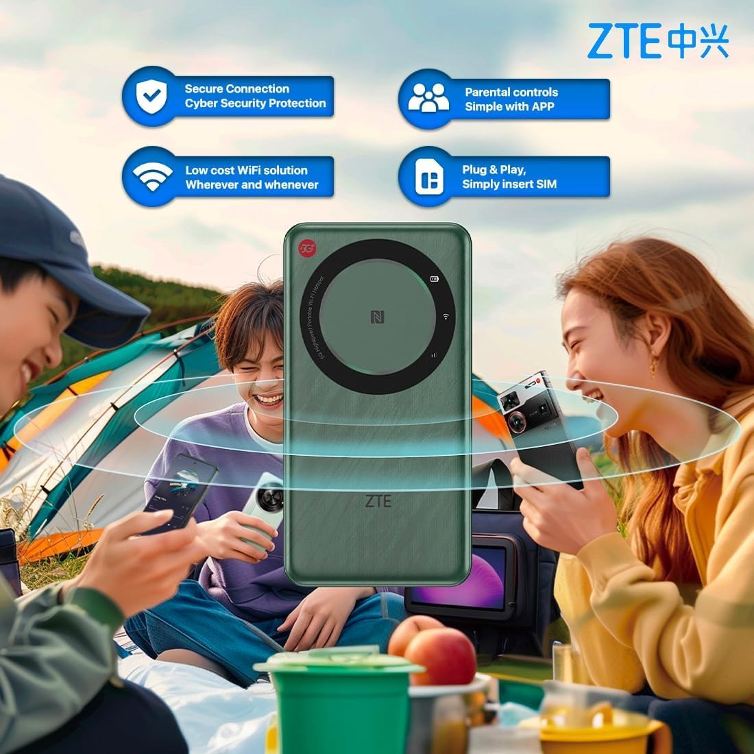 ZTE U30AIR 5G Pocket Wi-Fi Router - 5G High Speed Connectivity, Dual Band Wi-Fi, Streaming and Smooth Gaming, Easy Setup, Portable, Supports Multiple Devices