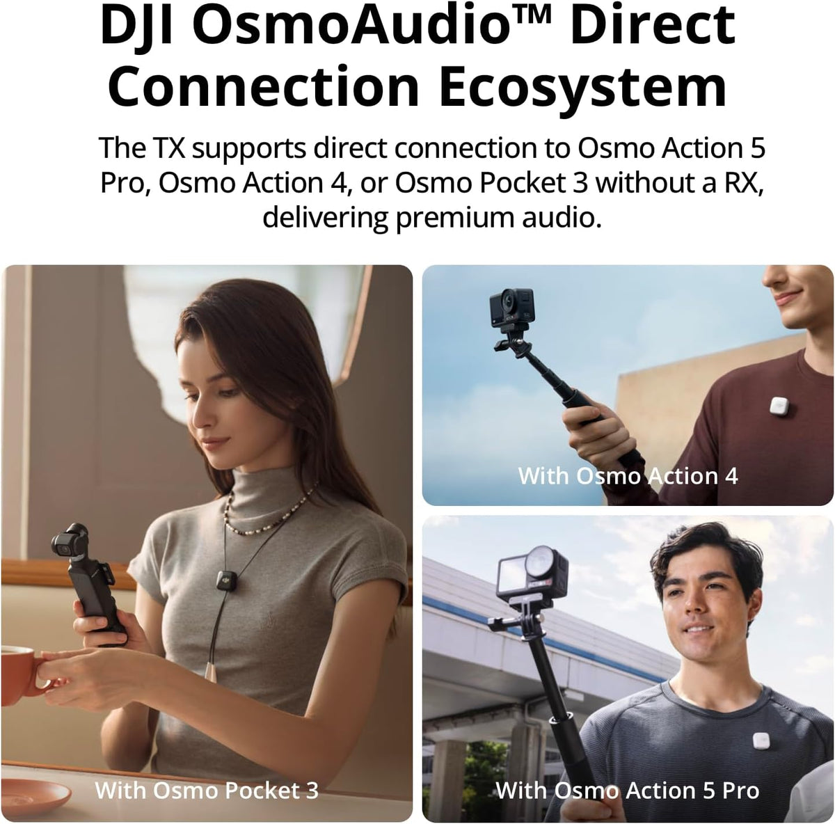 DJI Mic Mini Transmitter (Arctic White), Ultralight, Detail-Rich Audio, DJI OsmoAudio, Noise Cancelling, Wireless Microphone for Camera/iPhone/Android, Vlog, UAE Version, DJI Official Warranty Support