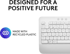 Logitech Signature K650 Wireless Keyboard with Wrist Rest, Full-Size, BLE Bluetooth or Logi Bolt USB Receiver, Comfort Deep-Cushioned Keys, Compatible with most OS/PC/Windows/Mac - White -AR Layout