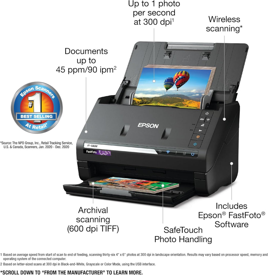 Epson FastFoto FF-680W Wireless High-Speed Photo and Document Scanning System