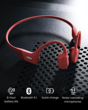 SHOKZ OpenRun Wireless Bone Conduction Headphones, Open-Ear Bluetooth Earphones with Mic, Waterproof Sports Headset with 8H Playtime for Running Workout (Solar Red)