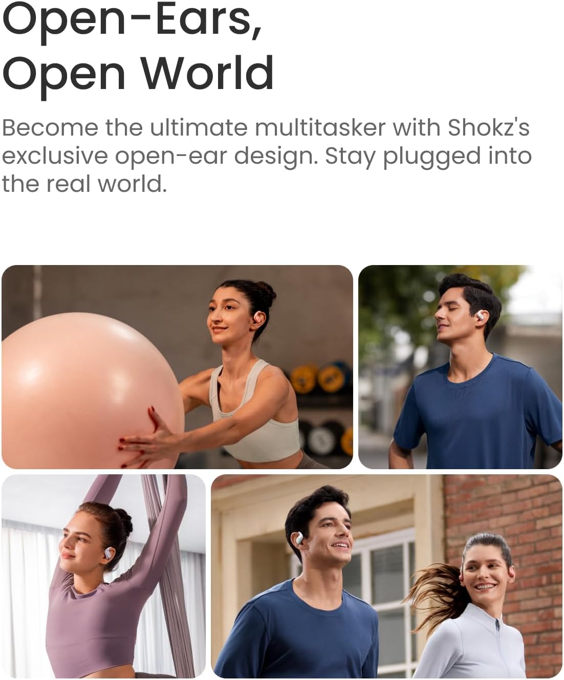 SHOKZ OpenFit Air Open-Ear Headphones, True Wireless Bluetooth Earphones with Microphone, Earbuds with Air Earhook, Fast Charging, 28h Playtime, IP54 Water-Resistant for Workout - Black
