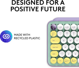 Logitech Pop Keys Mechanical Wireless Keyboard With Customizable Emoji Keys, Durable Compact Design, Bluetooth Or Usb Connectivity, Multi Device, Os Compatible, Arabic Keyboard Daydream, Mint