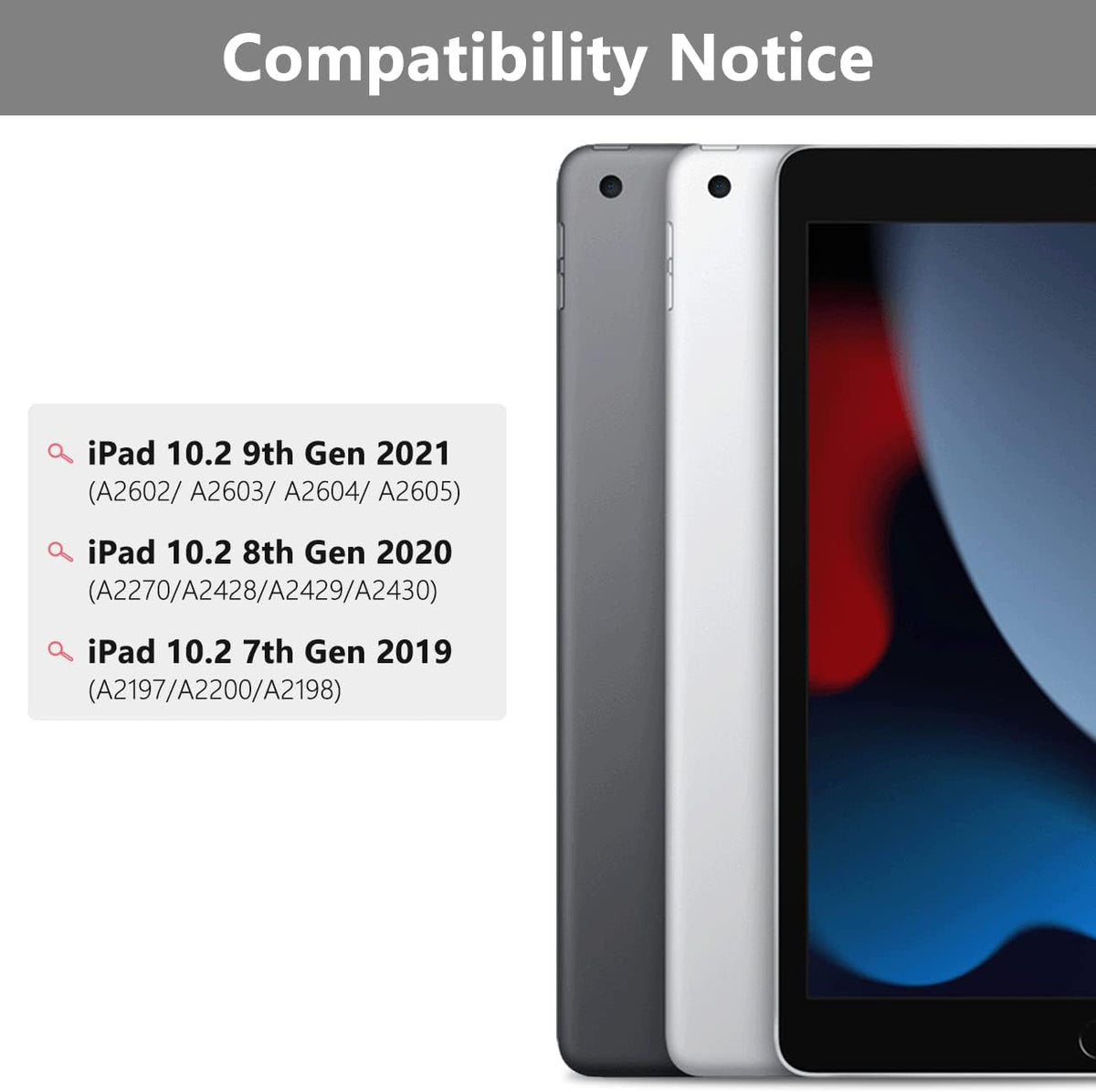 TQQ Touchpad Keyboard Case for iPad 10.2 9th/8th/7th Gen, Keyboard Case for iPad 9th Generation/8th/7th Gen-360° Rotatable Protective Cover with Pencil Holder (Gray)