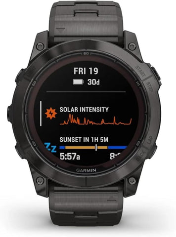 GARMIN FENIX 7X PRO - SAPPHIRE SOLAR EDITION- CARBON GRAY DLC TITANIUM WITH CARBON GRAY METAL BAND (INCLUDES DUAL-COLOUR SILICONE WATCH BAND)