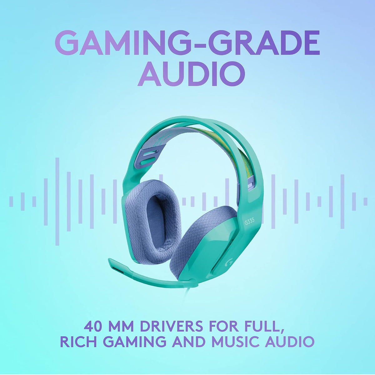 Logitech G Logitech G335 Wired Gaming Headset, with Microphone, 3.5mm Audio Jack, Comfortable Memory Foam Earpads, Lightweight, Compatible with PC, PlayStation, Xbox, Nintendo Switch - Mint