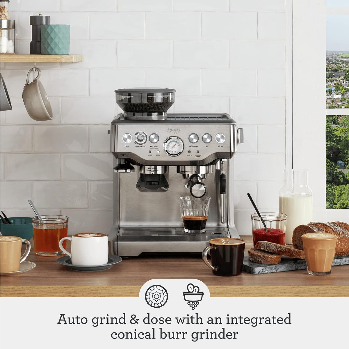 Breville Barista Express Espresso Machine, Black Sesame, BES870BKS ( International Version )