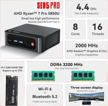 Beelink SER5 Pro Mini PC, AMD Ryzen 7 5850U (8C/16T,Up to 4.3GHz) 32GB DDR4 500GB M.2 PCIe3.0 SSD Mini Desktop Computer Support 4K Triple Display/DP/HDMI/Type-C/WiFi 6/BT5.2