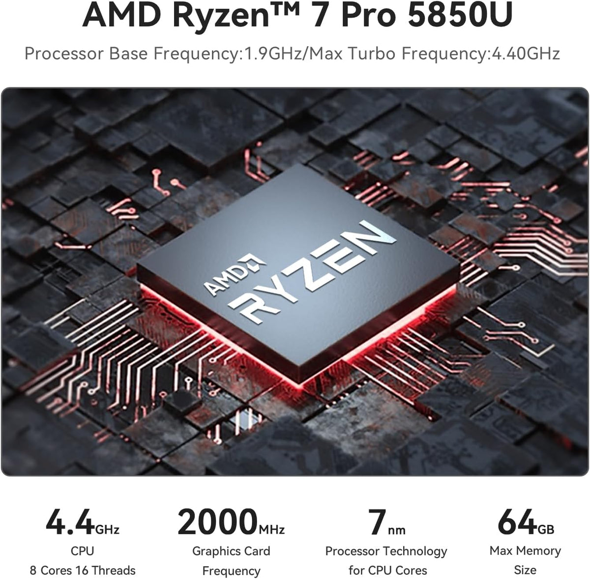 Beelink SER5 Pro Mini PC, AMD Ryzen 7 5850U (8C/16T,Up to 4.3GHz) 32GB DDR4 500GB M.2 PCIe3.0 SSD Mini Desktop Computer Support 4K Triple Display/DP/HDMI/Type-C/WiFi 6/BT5.2