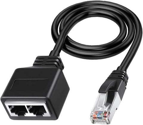 Ethernet Splitter, 1 Male to 2 Female Network Adapter RJ45 LAN Ethernet Socket Connector Adapter, Ethernet Cable & LAN Internet Splitter, for Super Cat5/Cat5e/Cat6/Cat7 LAN Ethernet Splitter