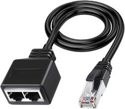 Ethernet Splitter, 1 Male to 2 Female Network Adapter RJ45 LAN Ethernet Socket Connector Adapter, Ethernet Cable & LAN Internet Splitter, for Super Cat5/Cat5e/Cat6/Cat7 LAN Ethernet Splitter