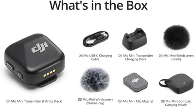DJI Mic Mini Transmitter (Infinity Black), Ultralight, Detail-Rich Audio, DJI OsmoAudio, Noise Cancelling, Wireless Microphone for Camera/iPhone/Android, UAE Version, DJI Official Warranty Support